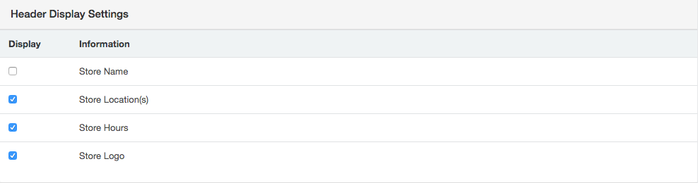 Header Display Settings